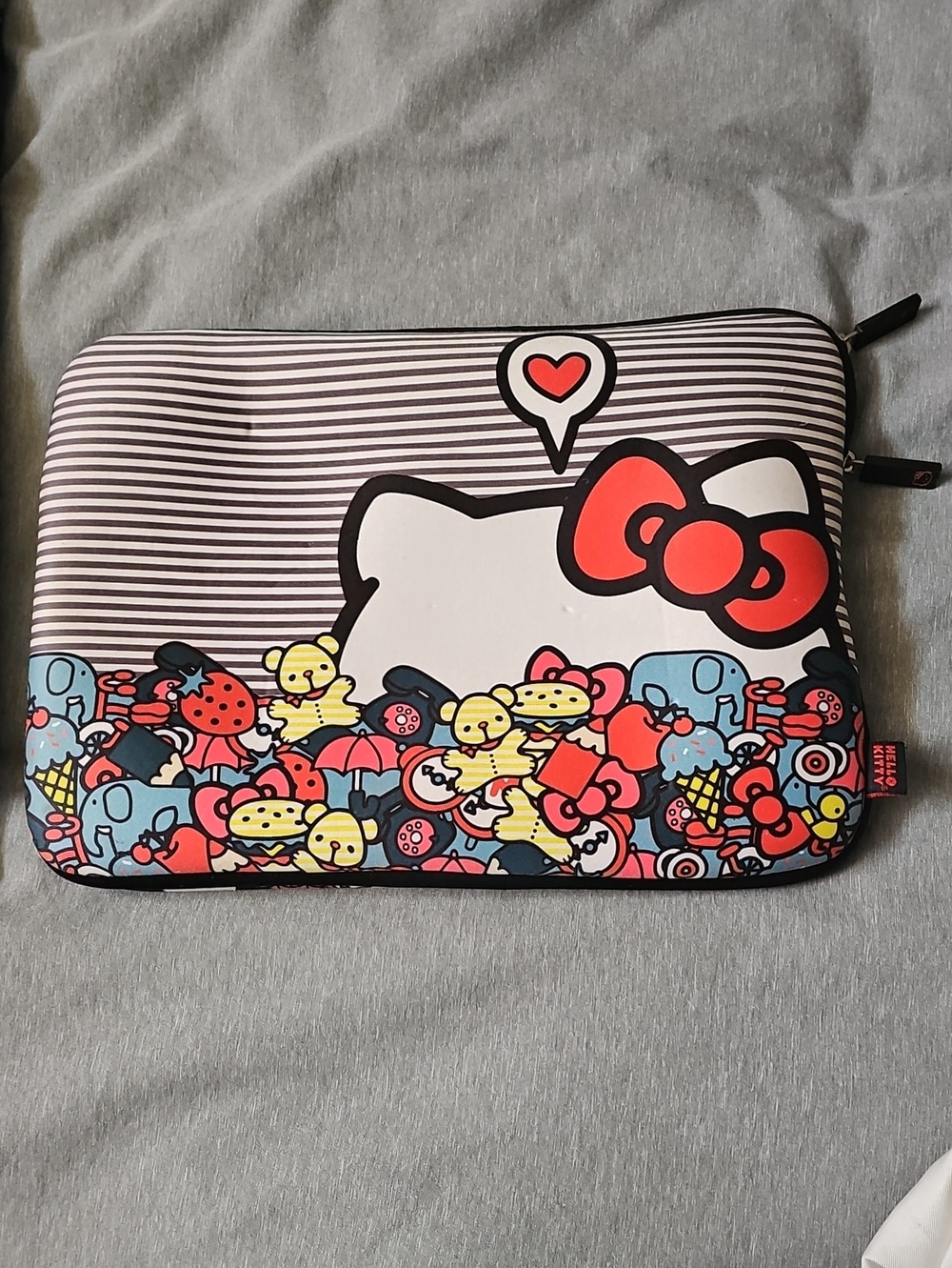 Sanrio Hello Kitty Striped Tablet Sleeve in White, Red, Blue, Yellow